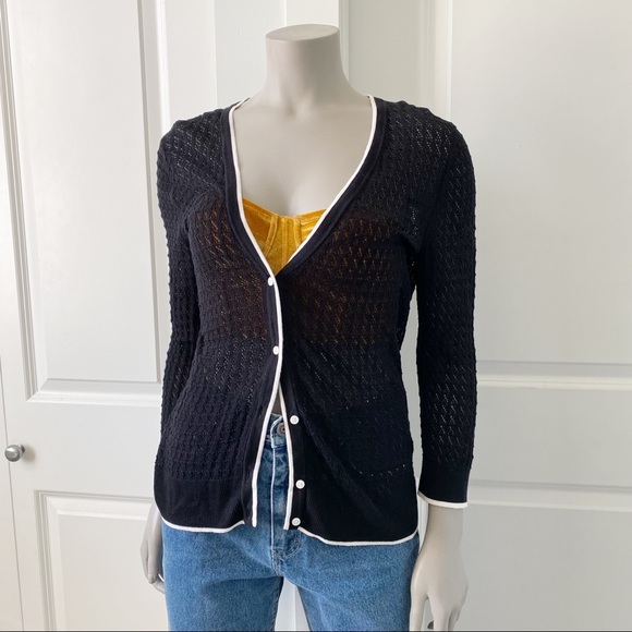 H&M Sweaters - H&M black knit crochet sweater cardigan